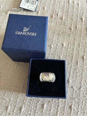 Swarovski Silver Crystal Statement Ring - Size 60